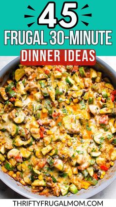 These frugal, easy 30-minute meals are perfect for getting dinner on the table fast! Includes ground beef, chicken, sausage and meatless options. 30 Meals For 30 Days, Dinner In Less Than 30 Minutes, 30 Day Meal Plan For Family, 5 Ingredient Or Less Recipes Dinner, Easy School Night Dinners, Poor Meals, Meals Under 30 Minutes, Budgeting Meals, Poverty Meals