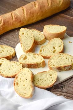 several pieces of bread on a white plate