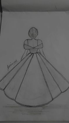 a drawing of a woman in a dress