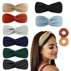 ZOUYUE 1 set includes 8 knotted headbands for women non slip with 2 hair ties in different colors.Multiple color from to meet different moods and outfits.No matter you have long or short hair,as long as you wear a hair tie,you can become a gorgeous,elegant,cute and unique you! Color: Multicolor.  Pattern: solid. Boho Hair, Head Bands, Boho Headband, Yoga Workout, Boho Hairstyles, Head Accessories, Knot Headband, Headbands For Women, Multiple Color