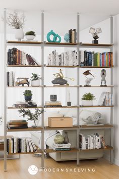 a book shelf filled with lots of books