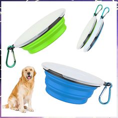 Collapsible Dog Bowl 2 Pack Portable Dog Bowl with Lids,Foldable Pet Travel Dog Bowls for Walking, Traveling,Hiking Foldable Pet Camping, Travel Dog, Hiking Dogs