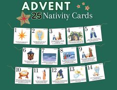 These Advent Scripture cards are a perfect way to share the Christmas story. Designed with beautiful watercolor images and corresponding Bible verses. 25 cards for a perfect Christmas Day countdown. ⭐You can print as many as you need ⭐ Includes: 7 pages - 1 pdf file as seen in the listing 💭 How to Use: 1. Instant download after purchasing 2. Print files out at home or office 3. Cut out and set up your Calendar 💬 Where's my file? Within minutes of your order and payment, an e-mail will be sent to the address you have associated with your Etsy account with a link for your download.   ✨You can also find the link through Etsy: 1. Go to (Your Account Picture, upper right side on a computer) 2. Select 'Purchases and Reviews' 3. Click on the 'Download Files' button (only visible on a desktop co Advent Calendar Scripture, Scripture Advent Calendar, Christmas Day Countdown, Advent Calendar Christian, Nativity Cards, Advent Scripture, Nativity Advent, Advent Cards, Nativity Advent Calendar