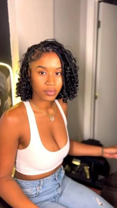 Hairstyles Names, Box Braids Bob, Hairstyles Korean, Bob Braids Hairstyles, Short Box Braids, Goddess Braids Hairstyles, Single Braids, Bob Braids