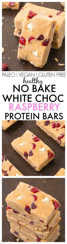 no bake white choc raspberry protein bars