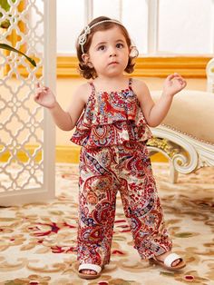 Multicolor  Collar Sleeveless  Paisley,Tribal  Embellished Non-Stretch All Baby Girls Clothing Frocks For Kids, Kids Dress Collection, Kids Frocks Design, Kids Dress Patterns, Kids Dress Wear