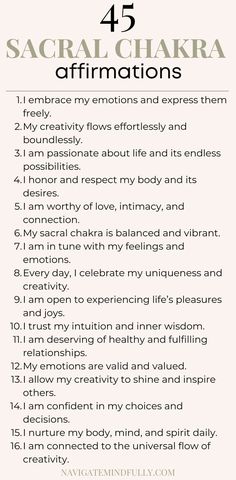 sacral chakra Sacral Chakra Affirmation, Aura Quotes, Bullet Journal Quotes, Inner Harmony, Chakra Affirmations, Chakra Energy, Healing Affirmations, Empowering Words, Love Journal