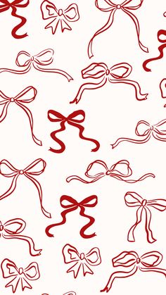 red bows and ribbons on white background for wallpaper or fabric design, seamless