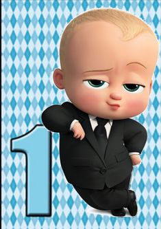 a baby in a suit is flying through the air