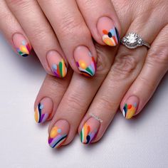 Italy Nails, Rainbow Nails Design, Nail Art Designs Summer, Colorful Nail, Coffin Shape Nails, Colorful Nail Designs, New Nails, Rainbow Nails, Nails 2024