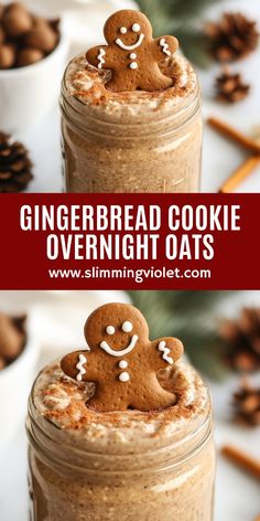 gingerbread cookie overnight oats in a mason jar