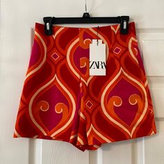 Zara Shorts Size S Brand New Inseam 4” Waist 26” Zipper Side Look Like A Skirt See All Photos For Color And Design (Q2) Zara Shorts, A Skirt, Orange Pink, Pink Orange, Pink And Orange, Siding, Zara, Womens Shorts, Brand New