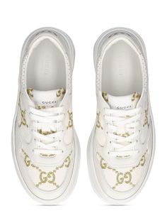 50mm Oversized rubber sole. Leather upper. Front lace-up closure. Printed Interlocking G logo detail at back. Includes additional pair of laces. Rubber sole Luxury Sneakers With Round Toe And Laces, Luxury Gucci Sneakers, Luxury Lace-up Sneakers, Gucci Luxury Sneakers With Branded Insole, Gucci Luxury Sneakers With Contrast Sole, Gucci Leather Sneakers With Laces, Gucci Luxury Custom Sneakers With Contrast Sole, Luxury Custom Lace-up Sneakers With Contrast Sole, Gucci Custom Sneakers With Round Toe And Laces