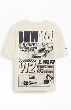 Channel classic racing style with the BMW Motorsport Vintage T-Shirt from Puma. This tee features short sleeves, a crew neckline, and iconic BMW vintage graphics on the left chest and back for a sporty, timeless look.Solid color teeShort sleevesCrew necklineBMW graphicsStandard fitMachine washable Puma Mens BMW Motorsport Vintage T-Shirt - Brown size Small Graphic Tees Cars, Vintage Car T Shirt, Biker T Shirt Design, Pacsun Shirts Graphic Tees, Bmw Tshirt, Graphic Tees Men, Dude Clothes, Bmw Vintage, Men's Graphic Tees