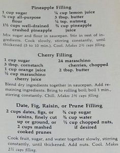 an old recipe for pineapple filling