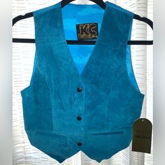 Beautiful Blue Authentic Leather Vest Brand New With Tags Purchased A Long Time Ago And Stored Until This Toddler Mom Could Find Time To Get Photos And List Runs Small- In My Opinion It’s About 2 Sizes Off Toddler Mom, In My Opinion, Leather Vest, Long Time Ago, Beautiful Blue, Jackets & Coats, Jackets For Women, Brand New, Tags