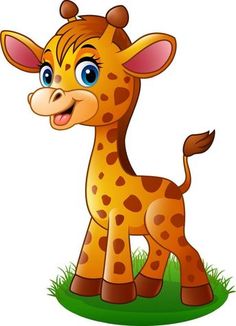 a cartoon giraffe standing in the grass