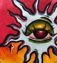 an eye painted on the side of a wall