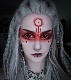 Pagan Makeup, Viking Makeup, Witchy Makeup, Red Makeup Looks, Creepy Makeup, Creepy Halloween Makeup, Witch Makeup, Face Paint Makeup, Red Makeup