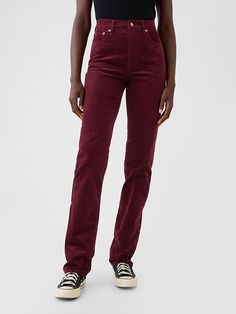 High Rise Corduroy '90s Straight Pants | Gap Gap Bottoms With Five Pockets For Fall, Slim Fit Straight Bottoms For Fall, 90s Style Mid-rise Pants For Fall, Retro Bottoms With Relaxed Fit And Straight Hem, Gap Pants With Pockets For Fall, Fall Straight Fit Full Length Bottoms, Gap Relaxed Fit Pants With Five Pockets, Gap Relaxed Fit Full-length Pants, Gap Full Length Relaxed Fit Pants