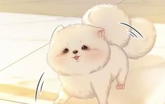 a small white dog standing on its hind legs