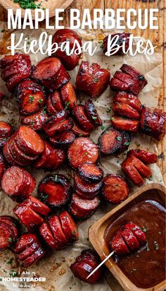 maple barbecue kielbasa bites with bbq sauce