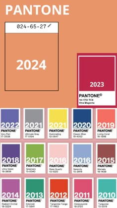 pantone's color chart for the year 2012 - 2013