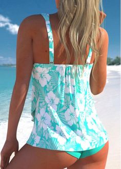 Swim Skirt, One Piece Swimwear, Wide Straps, Tankini, Floral Print, On Sale