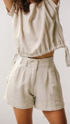 Diy Vetement, Looks Street Style, Soft Grunge, Fashion Mode, Linen Shorts, Fashion Sewing, Look Fashion