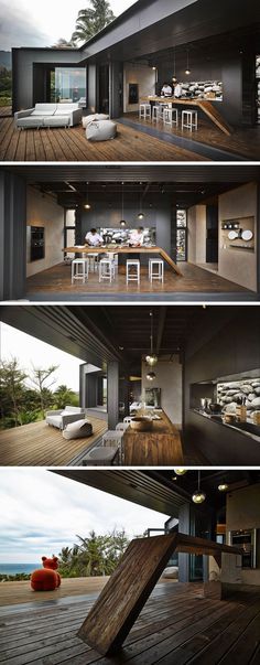 the inside and outside of a modern house