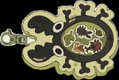 an animal themed key chain is shown in this cartoon style image, with various animals on it's front and back sides