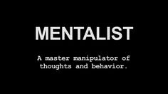 the words mentalist written in white on a black background with an image of a man's face