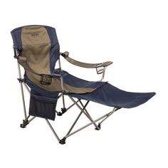 a folding camping chair with an arm rest