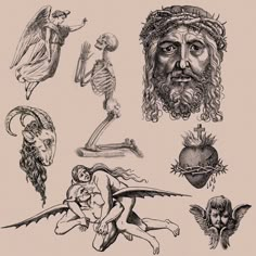 an old school tattoo design with different types of tattoos