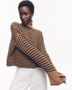 A cold-weather essential, this striped waffle-stitch turtleneck sweater is crafted of 100 percent wool. Novelty Sweater, Waffle Stitch, Dress For Success, Cute Everyday Outfits, 100 Percent, Turtleneck Sweater, Everyday Outfits