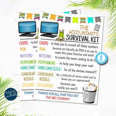 this is an image of a printable survival kit for the accountancy survival kit