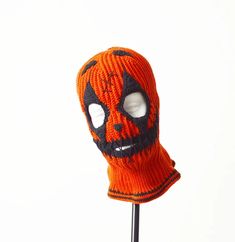 Knit creepy orange balaclava ski mask baddie gang Custom crochet ghost clown hat | eBay Halloween Streetwear Balaclava Mask, Halloween Balaclava Mask For Streetwear, Ski Mask Baddie, Mask Baddie, Crochet Creepy, Outfit Ski, Joker Hat, Ghost Hat, Balaclava Ski Mask