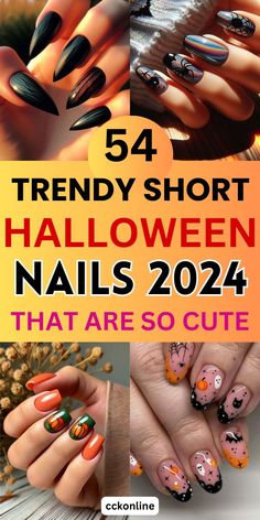 This article showcases a range of nail designs inspired by the timeless beauty of daisies.  #septembernails #naildesign #nailsideas #nailart #acrylic #nailgel #fall nails #winter nails #halloweennails #christmasnails #trendynails #winternailart #fallnailsideas #dibji Short Spooky Nail Designs, Halloween Ombre Nails Short, Fall Halloween Nail Designs, Subtle Spooky Nails, Black Cat Halloween Nails, Halloween Gel Nails Designs, Halloween Sns Nails, Witchy Nails Short, Halloween Nail Designs Black