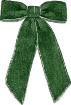 a green bow on top of a white background with clippings to the side