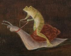 a painting of a frog sitting on top of a piece of paper