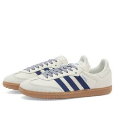 (WMNS) adidas Samba OG 'Off White Dark Blue' JI3907 - KICKS CREW Adidas Outfit Shoes, Samba Shoes, Bday Wishlist, Preppy Shoes, Adidas Samba Og, Adidas Sneakers Women, Adidas Shoes Women, Shoe Inspo, Adidas Outfit