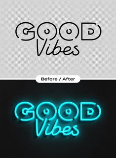 two different types of neon signs with the words good vibes and good vibes