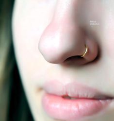 a woman's nose with a gold nose ring