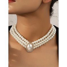 Category:Necklaces; Season:Spring,Winter,Fall,Summer; Gender:Women's; Quantity:1PC; Style:Elegant,Modern,Fashion,Contemporary; Jewelry Type:necklace; Occasion:Date,Park,Weekend,Outdoor,Wedding,Street; Material:Imitation Pearl; Color:White; Age Group:Adults; Pattern:Geometry; Front page:FF; Listing Date:09/12/2023; Production mode:External procurement Valentines Luxury, Vintage Jewelry Sets, Choker Pendant, Choker Necklace Set, Pearl Choker Necklace, Layered Jewelry, Cheap Jewelry, Pearl Choker, Wedding Jewelry Sets