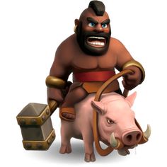 a cartoon character is riding on top of a pig