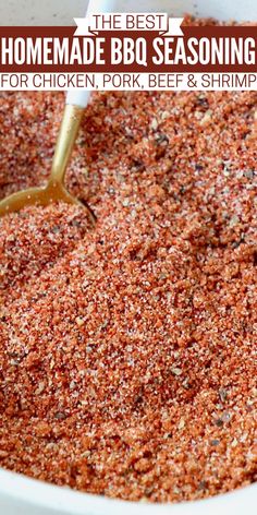 bbq seasoning in bowl with small spoon Bbq Rubs Homemade, Dry Rub For Pork Ribs, Pulled Pork Rub Recipe, Bbq Chicken Seasoning, Pork Ribs Bbq, Bbq Seasoning Recipe, Bbq Chicken Rub, Pulled Pork Seasoning