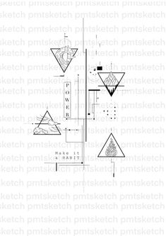 an architectural drawing with three triangulars and one triangle in the middle, on a white background