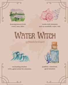 Fire Magick, Water Witchcraft, Modern Witch Tarot, Witch Types, Element Of Water, Water Magic, Strength Motivation, Water Witch