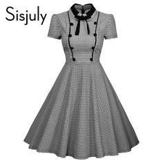 Sisjuly resorte de la vendimia de las mujeres dress 1950 s con gris y blanco plaids botón a line dress arco elegante de las mujeres vestidos de época en Vestidos de Ropa y Accesorios de las mujeres en AliExpress.com | Alibaba Group Vintage Day Dress, Tartan Plaid Dress, Vintage Party Dresses, Tent Dress, Tartan Dress, Top Seller, Mode Inspiration, Plaid Dress, Dress Vintage