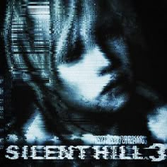 a woman with long hair and the words silent hills written on her face in white